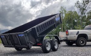 trailer attached to truck with safety chains